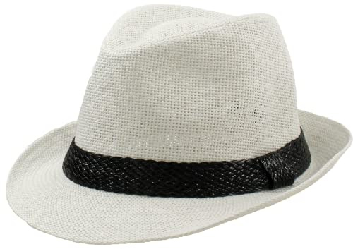 Sombrero Paja de Papel Hombre Mujer Gorra Panamá Verano Playa de ala Corta Moda Unisex 57/58CM (57, Blanco)