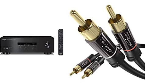 Yamaha Ars202Dbl R-S202D Sintoamplificatore, Nero, Wi-Fi & KabelDirekt – 1m Cavo RCA, PRO Series