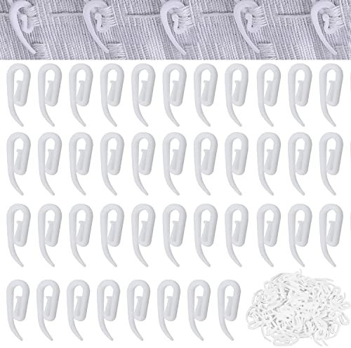 Stadux Curtain Hooks Plastic White Pack of 120, 2.8x1.2cm, Premium Drapery Hooks for Windows, Doors & Shower Curtains - Fits Most of Curtains