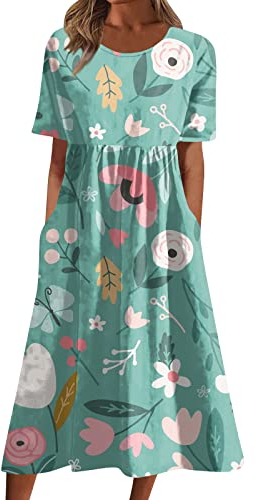 Tunika Damen Sommer Sommerkleid Damen Grün Damen Kleider Rückenfreie Kleider Kleider Damen Festlich Elegant A-Linie Kurz Sommerkleid Kleider Damen Sexy Damenkleider Sommer
