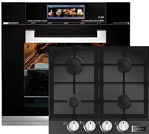 Kaiser Set EH 6344 Four à encastrer verre noir 79L + KCG 6387 Plaque de cuisson à gaz 60 cm