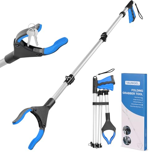YAUNGEL 108cm Greifzange für Senioren, Folding Greifer mit Magnet-Greifarm, 360° Drehbar Müllzange Greifzange, Langer Müllgreifer, Greifhilfe für Menschen mit Behinderung