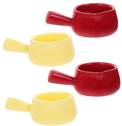 BESTonZON 4pcs Small Milk Jars Ceramic Milk Pitchers European Design Multi-Functional Sauce Mugs Random Color
