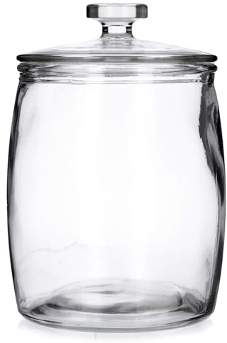 F & R Gurkenglas, Einmachglas mit Deckel & Gummidichtung, Lebensmittelechtes Konservenglas, Glasgurkenbehälter für Küche & Vorratskammer, Rundglas 1,5 l
