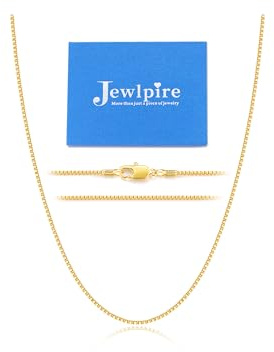 Jewlpire 22K Gold Plated Chain Necklace for Women, 1.3mm Box Chain Gold Plated Chains for Women Thin & Sturdy Women's Chains Necklaces 20 Inch
