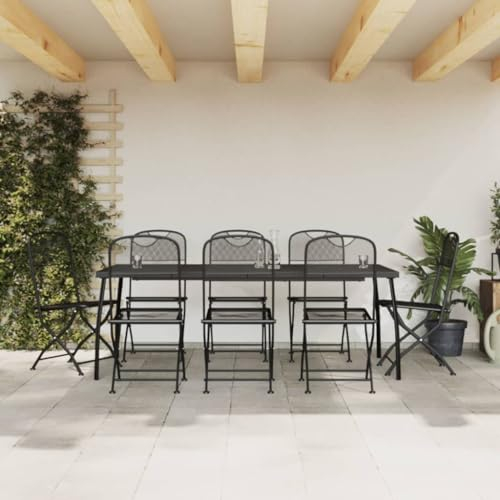 Festnight Gartenmöbel Set Gartentisch mit Stühlen Set 8 Personen Sitzgruppe Garten Essgruppe Metall Gartentisch Set mit 8 Stühlen Gartengarnitur Sitzgarnitur Esstisch Anthrazit