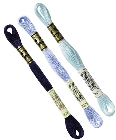 DMC 3er-Pack Mouline 117MC blau | Stickgarn 100 % Baumwolle