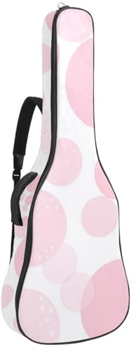Universell wasserdichte Gitarrentasche für 40/41/42 Zoll Gitarren Multi-Taschen-Design und Schutzschicht, Pink Circular Geometric, mehrfarbig, 42.9x16.9x4.7 in, Gitarrentasche