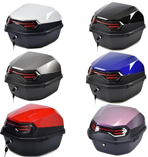 UYTOIZ Motorcycle Trunk Black Heavy Duty Motorcycle Top Case, Motorcycle Storage Box Carrier With Security Lock 41x40x30cm (LxWxH), For Storage Helmet Luggage Box (Color : Black, Size : 41x40x30cm)