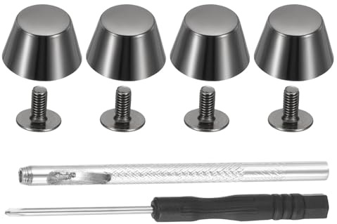 PATIKIL 9x10x15mm Leder Nieten, 24 Stück Metallknopf-Nieten Schrauben-Kit Schraubverschluss Flachkopf-Nieten Schraubknöpfe DIY Leder Fassnieten Hardware Verzierung Handwerk, Schwarz