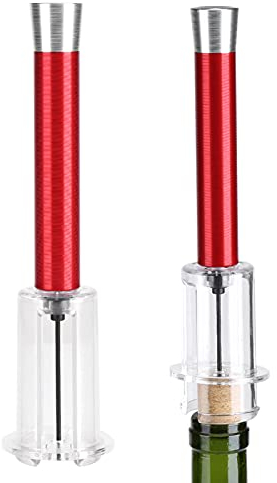 Wine Bottle Opener, Aluminum Alloy Air Pressure Wine Corkscrew Easy Operation Air Pump Wine Opener Cork Remover Corkscrew Tools for Home Bar Party (Red)