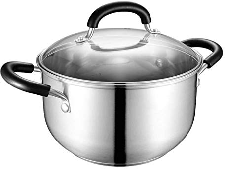 Pentola per zuppiera - Pentola per zuppiera in acciaio inossidabile Pentola per zuppiera con doppio fondo addensato 20 cm 22 cm 24 cm Pentola per orecchio doppio Pentola per uso domestico (Un colore
