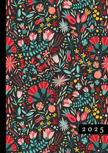 2025: Terminkalender mit Uhrzeiten 5 bis 23h Tag | 1 Woche auf 2 Seiten | A4 Wochenplaner mit Zeiteinteilung | Kalenderbuch Zeit Planer | Organizer ... Buchkalender Jahresplaner | Blumen Muster