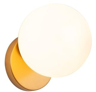 LYOUAE Wandleuchte Innen Wandlampe Moderne Globus Wandleuchte Weiße Glaskugel Wandlampe Minimalistische Wandleuchte for Wohnzimmer Schlafzimmer Nachttisch Flur Wandbeleuchtung Flurlampe Wand(Gold)
