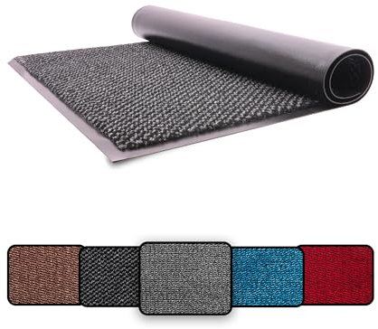 LOIBUYZ Washable Door Mats Indoor & Outdoor - Non-Slippery Heavy Duty - Barrier Mat Stylish & Large Rubber - Perfect Dust Grabbing Doormats Front Door Hall Kitchen (Grey, 60cm x 90cm)
