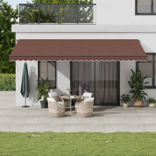 LXYZWRW Prato & Giardino Automatico Retrattile Tenda da Sole Motorizzata con LED Marrone 600x350 cm Outdoor Living, Tenda da Balcone