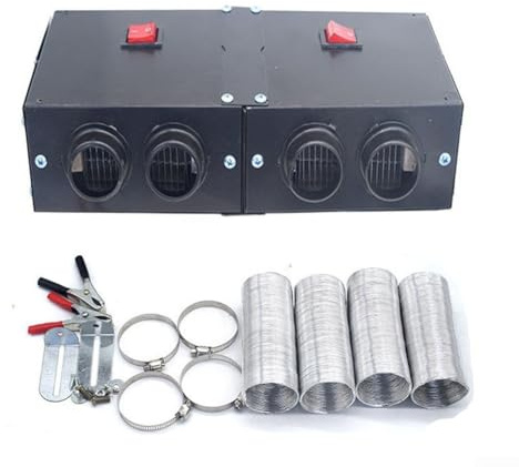 Portable Car Heater Defroster Demister Fan, 12V Portable Car Fan, Windscreen Defrosting Device With 2 Aluminum Tubes Silent Cyclic Heating (4hole)