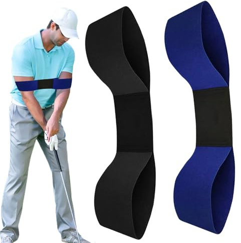 Golf Connection Band,2PCS Golf Training Aids Golf,Connection Band Golf,Golf Swing Trainer Arm Band for Strength Grip,Golf Grip Training Aid,Golf Training Aid,Golf Swing Training Aid(Black,Blue)