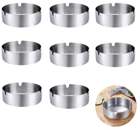 Aschenbecher, 8 Stück Rund Edelstahl Aschenbecher, 8cm/3,1in Moderner Schreibtisch Aschenbecher, Edelstahl Aschenbecher, Tischplatte Aschenbecher, Restaurants