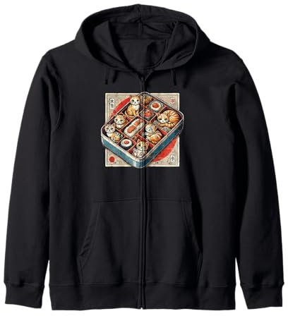 Boîte à bento Chibi Chats Japonais Drôle Graphique Kawaii Chat Anime Sweat à Capuche