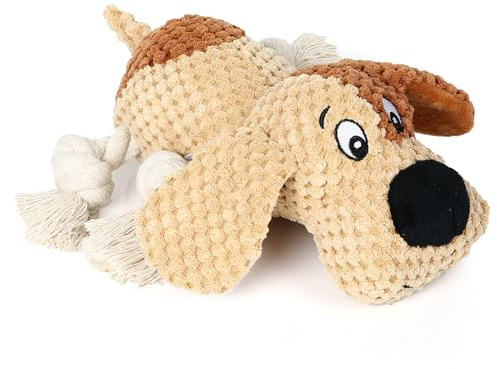 LIJSUIOXIU Hundespielzeug, Plüsch-Hundespielzeug mit Quietscher und Knisterpapier, interaktives Tauziehen-Quietschspielzeug, geeignet für alle Hunde