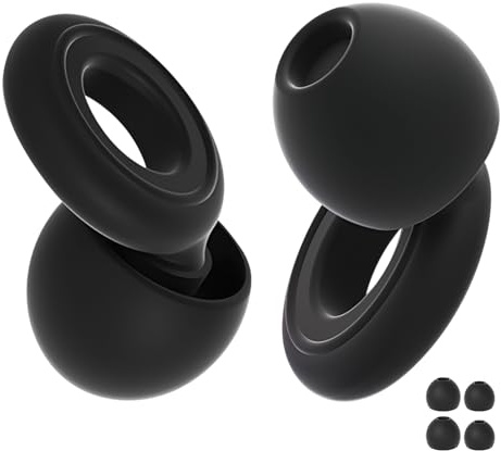 Ear Plugs Sleep, Reusable Noise-Reducing Silicone Earplugs with 4 Tips | Soft Flexible Hearing Protection, for Sleep Travel Study Work Deep Focus Concert 28dB (SNR) Noise Reduction