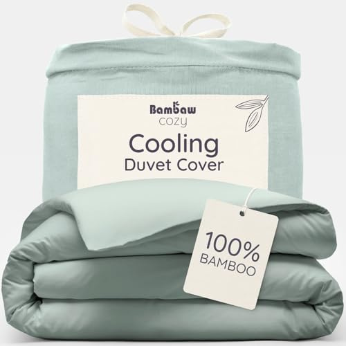 Bambaw Bamboo Duvet Cover Single, 135x200 cm, Cold Sheets for Sleeping, 100% Bamboo Sheets, Hotel Quality Bed Linen Single, Hypoallergenic & Antibacterial Cooling Duvet Cover 135x200 cm (Sea Glass)
