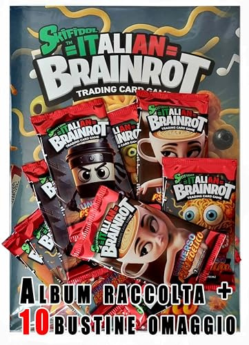 Generico SKIFIDOL ITALIAN BRAINROT Álbum exclusivo + 10 sobres sellados - Trading Card Game Colección 2024
