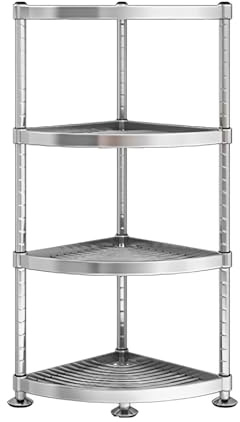 Adjustable Stainless Steel Corner Shelf with Wheels Customizable Height Kitchen Etagere Narrow Space for Kitchen 40x40x100cm Storage Solution