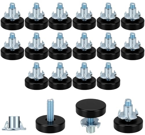 SITERITELTD Lot de 16 pieds de meubles réglables en hauteur - Vis de réglage - Pieds de réglage avec écrou à enfoncer - Pour pieds de table, d'armoire, de canapé