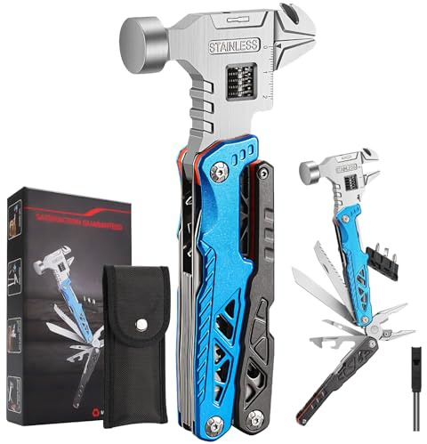 Cadeau pour homme - Outil multifonction - Accessoire de camping - Cadeau de fête des pères - Gadgets de survie avec pince, scie, tournevis, décapsuleur, sifflet, cadeau d'anniversaire, cadeau de Noël