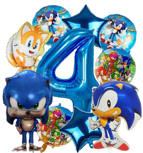 10pcs Deko Geburtstag Kinder, Luftballons Alufolie Kindergeburtstag Deko, 4 Jahre Luftballons Geschenk für Jungen und Mädchen