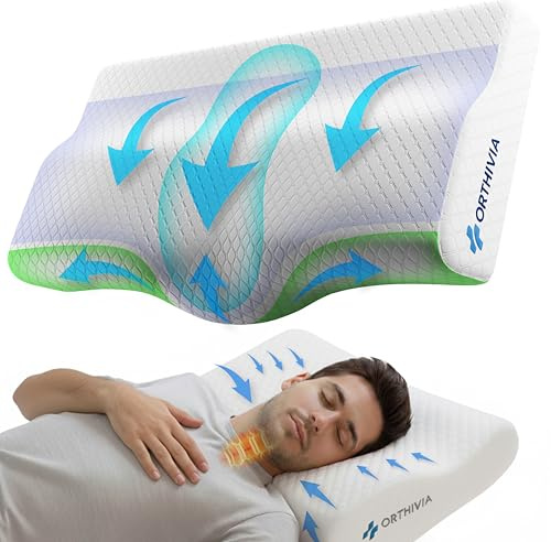 Orthivia Seitenschläferkissen Nackenkissen - Memory Foam Kissen Ergonomisches Nackenkissen Kopfkissen | Nackenstützkissen für Seitenschläfer | Memory Foam Kissen Seitenschläfer