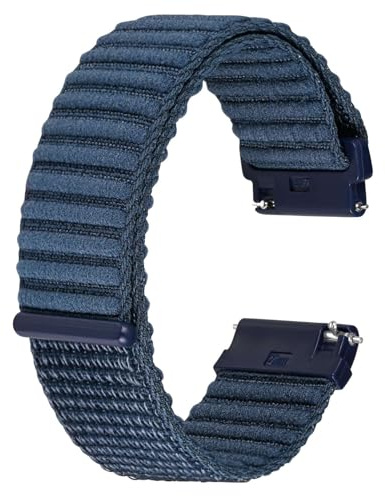 BISONSTRAP Bracelets de Montre en Nylon pour Hommes et Femmes, Bracelets en Nylon à Boucle et Crochet, Dégagement Rapide, Bracelets de Remplacement Réglables 24mm, Bleu
