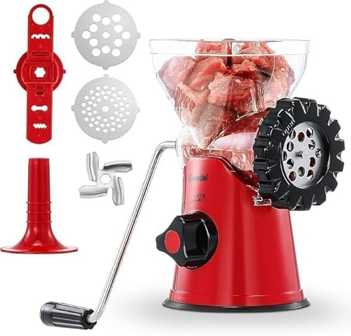 Geedel Meat Grinder Manual, Meat Mincer, Sausage Meatball Churro Maker | 4-IN-1 Grinder for Kitchen with Hand Crank, Stainless Steel Blade, Strong Suction Base, Dishwasher Safe, Non-Slip, Detachable