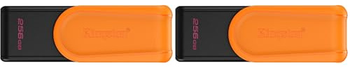 Kingston DataTraveler Exodia S USB Flash Drive - 256GB - USB 3.2 Gen 1 - USB Type A - Black/Orange - DTXS/256GB (Pack of 2)