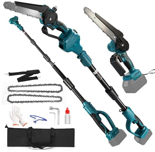 2 in 1 Cordless 8 inch Pole Saw & Mini Chainsaw Compatible with Makita 18V (No Battery), Brushless Motor with 6.5Ft Extension Pole, Handheld Chain Saw for High & Low Tree Branch Cutting Trimming