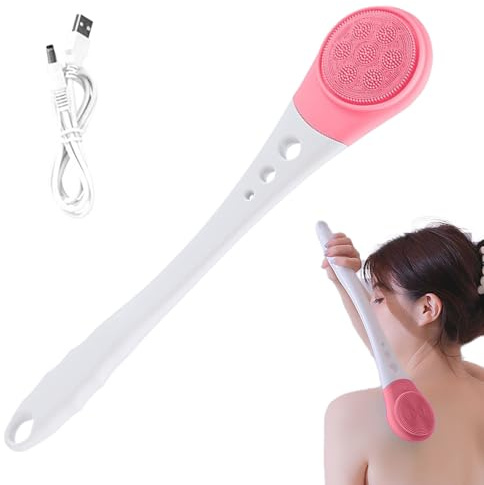 Electric Shower Brush – USB Powered Bath Scrubber, Long Handle Body Cleaner, Soft Bristle Washing Tool, Handheld Shower Assistant | Soothing Personal Hygiene Cleansing Solution for Dry Sensitive Oily