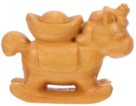 Cabilock Figurine de Cheval du Zodiaque en Bois Sculpté la Main, Petite Statue Décorative pour Nouvel an Chinois, Ornement Festif Artisanal pour Bureau et Maison, Symbole de Prospérité