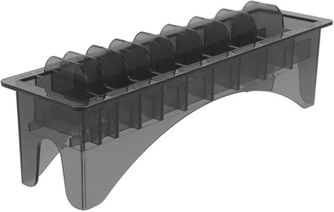 Operitacx Guide Comb Storage Box for Hair Clipper Combs, Plastic Rectangular Organizer Case with 10 Slots, Barber and Salon Clipper Accessory Storage Tray in Black