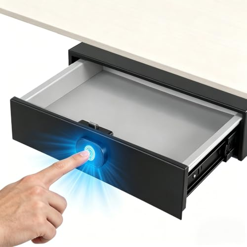 Caja Fuerte Camufladas con Huella Dactilar y Cajón Oculto USB-C | Caja Huella Dactilar de 35 × 28 × 7 cm, Cierre Automático y Guías Silenciosas para Escritorio, Armario, Oficina y Hotel