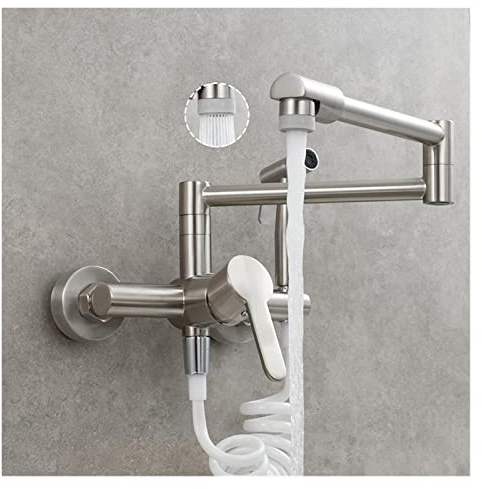 Cuivre dissimulé bassin chaud et froid de cuisine robinet pliable allongé balcon tournant universel(D)