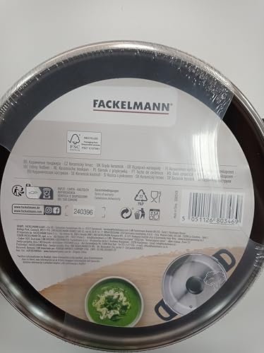 Fackelmann Geneva Olla Alta 20 X 11,5 cms, Capacidad 3,4 Litros, Cazo de Acero Inoxidable con Núcleo de Aluminio, Tapa de Vidrio, Resistente a Corrosión y Fácil de Limpiar