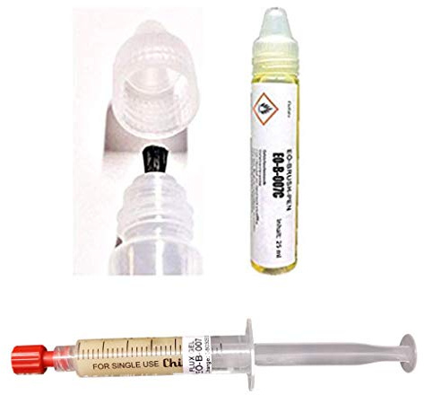 EO-B-007 Multi-Flux Set, 25 ml No-Clean Flussmittel EO-B-007C (No-Clean Flssmittel mit 4,0% Feststoff) im Brush-Pen und 5 ml No-Clean Flussmittelgel EO-B-007 in Sptitze mit Metalldosiernadel