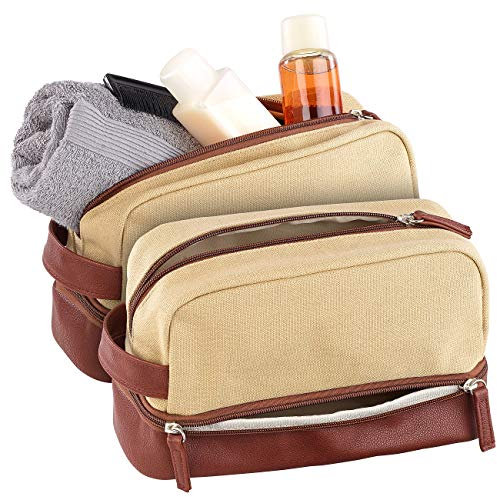 Xcase Kosmetik-Tasche: 2er-Set geräumige Canvas-Kulturbeutel mit 2 getrennten Fächern (Kosmetikbeutel, Duschtaschen)