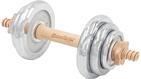 Gimme Kraft! Kurzhantel aus Holz und Chrom mit 8,5 kg Hantelscheiben Krafttraining Workout Fitnesstraining Gewichtheben Gewicht