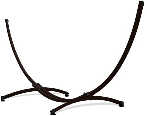 Potenza Supporto per Amaca in Acciaio 370 cm I Struttura Resistente Fino a 220 kg, Antiruggine, per 2 Persone, Ideale per Giardino, Terrazza I Telaio Universale per Amache Grandi, Colore Marrone