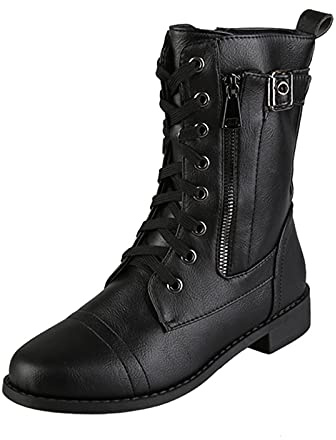 Kobilee Stivali Invernali Donna Pelle Eleganti Chunky Anfibi Comode con Tacco Stringati Cowboy Ankle Chelsea Boots Stivaletti Morbidi Bassi Autunnali Scamosciati Stivali Calzino