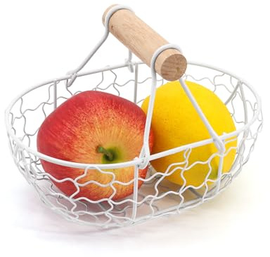 MoYouno Wire Egg Baskets, Metal Desktop Storage Basket，with Handle Iron Art Eggs Tray, Bread Basket Kitchen Desktop, for Carrying and Collecting Fruit Food