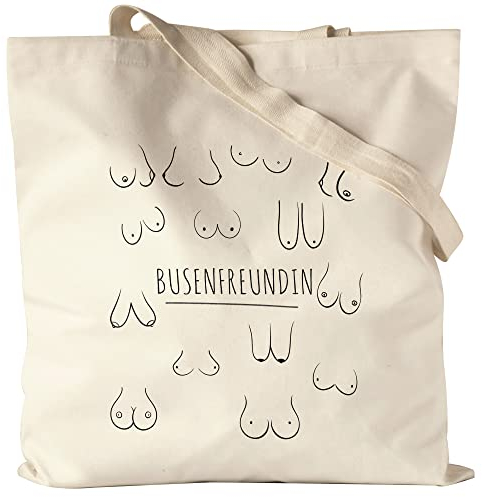 Hey!Print Busenfreundin Jutebeutel Stoffbeutel Canvas Titten Oberkörper Frau Oberweite Freunde Freundschaft Liebe Verbundenheit Brüste